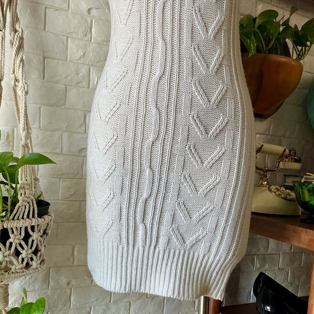 Vintage Y2K Wet Seal Sleeveless Cable Knit Mini Dress + Ribbon Bow Detail - Picture 5 of 11